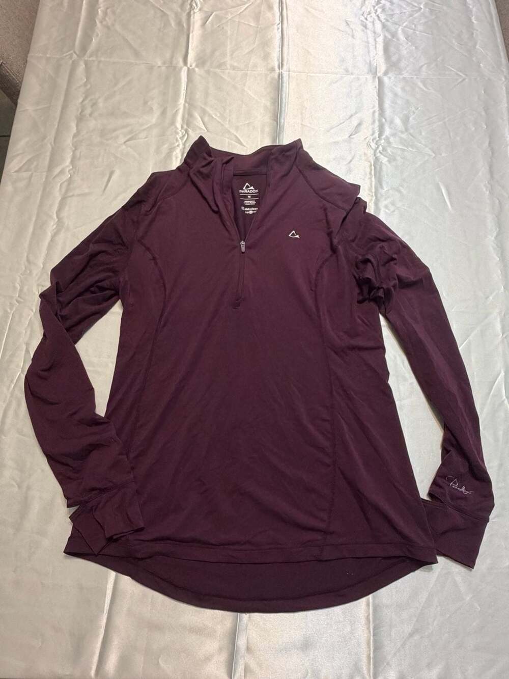 Paradox Women's 1/4 Zip Long Sleeve Merino Wool Blend Base Layer Top Plum Med